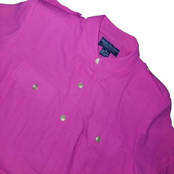 VTG Debra Michaels Womens Pink Button Front Collared Shift Maxi Long Dress 12 - Picture 2 of 4